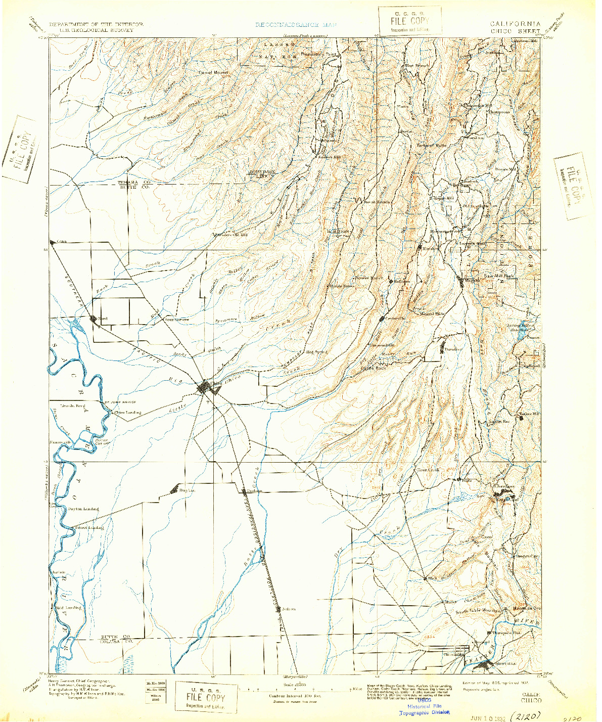 USGS 1:125000-SCALE QUADRANGLE FOR CHICO, CA 1895