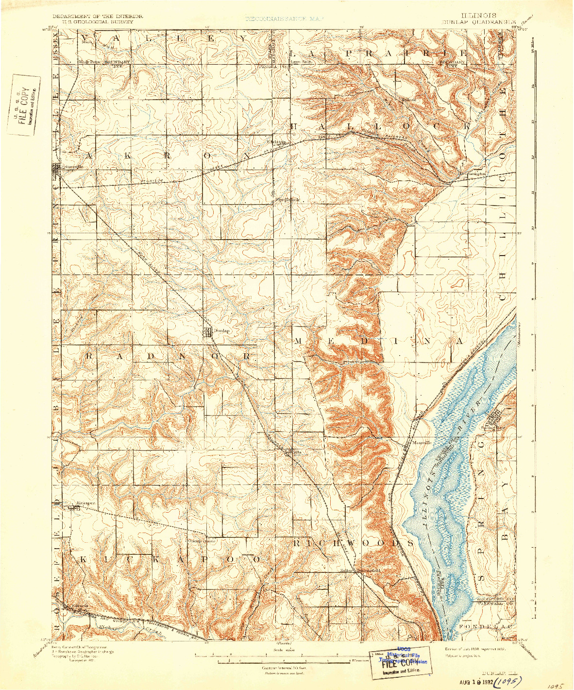USGS 1:62500-SCALE QUADRANGLE FOR DUNLAP, IL 1932