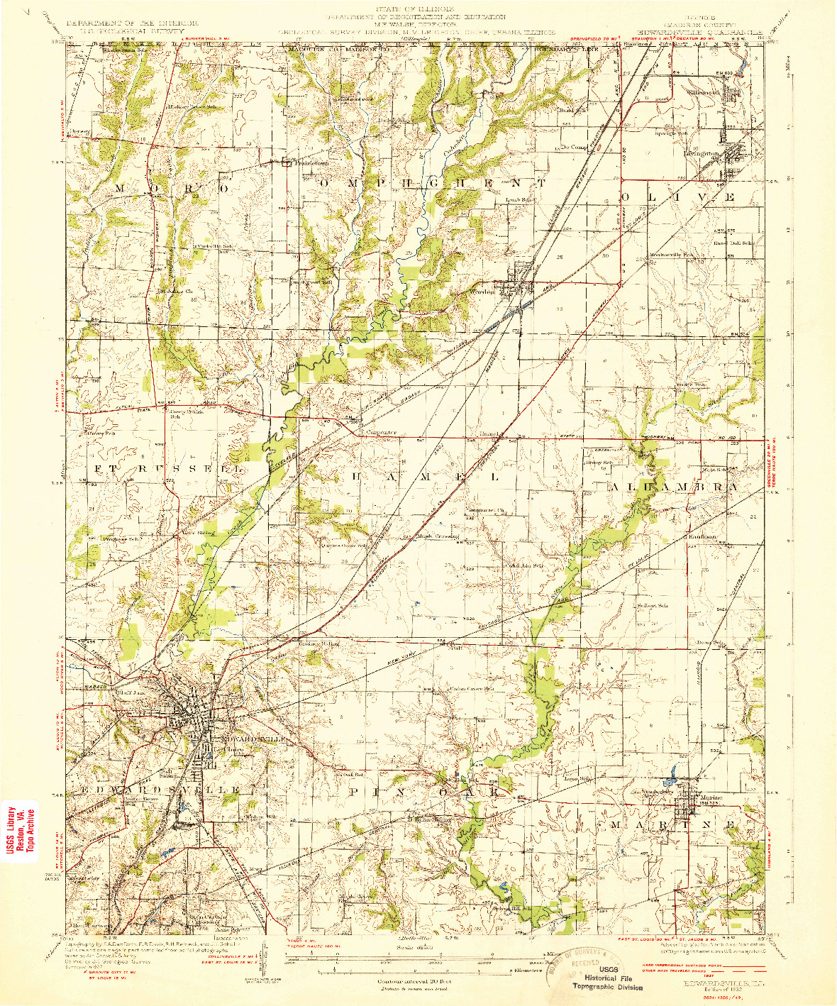 USGS 1:62500-SCALE QUADRANGLE FOR EDWARDSVILLE, IL 1932
