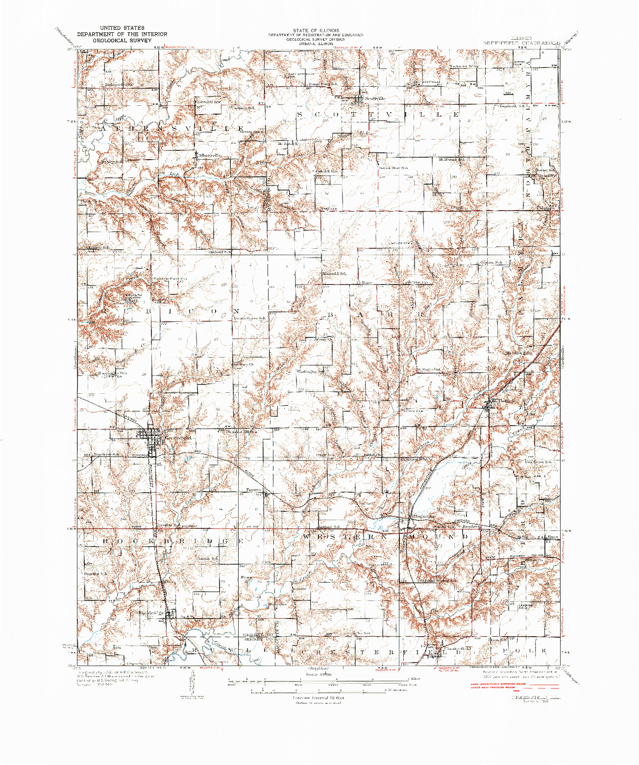 USGS 1:62500-SCALE QUADRANGLE FOR GREENVILLE, IL 1932