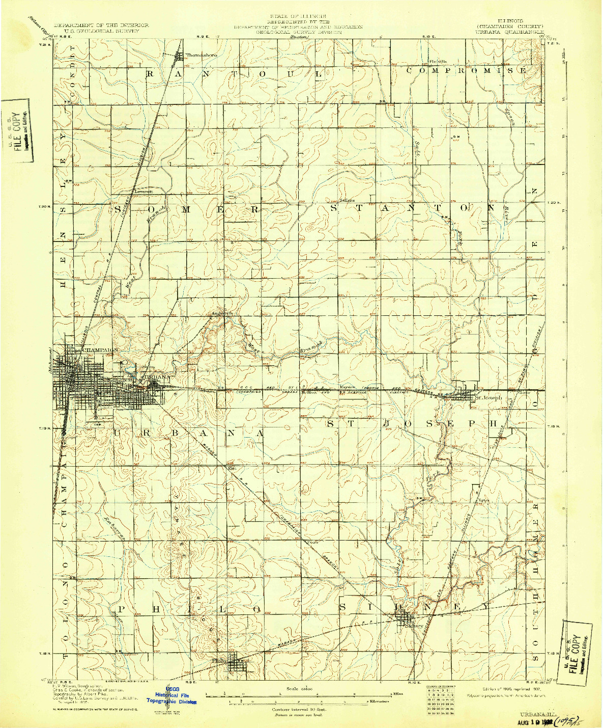 USGS 1:62500-SCALE QUADRANGLE FOR URBANA, IL 1906