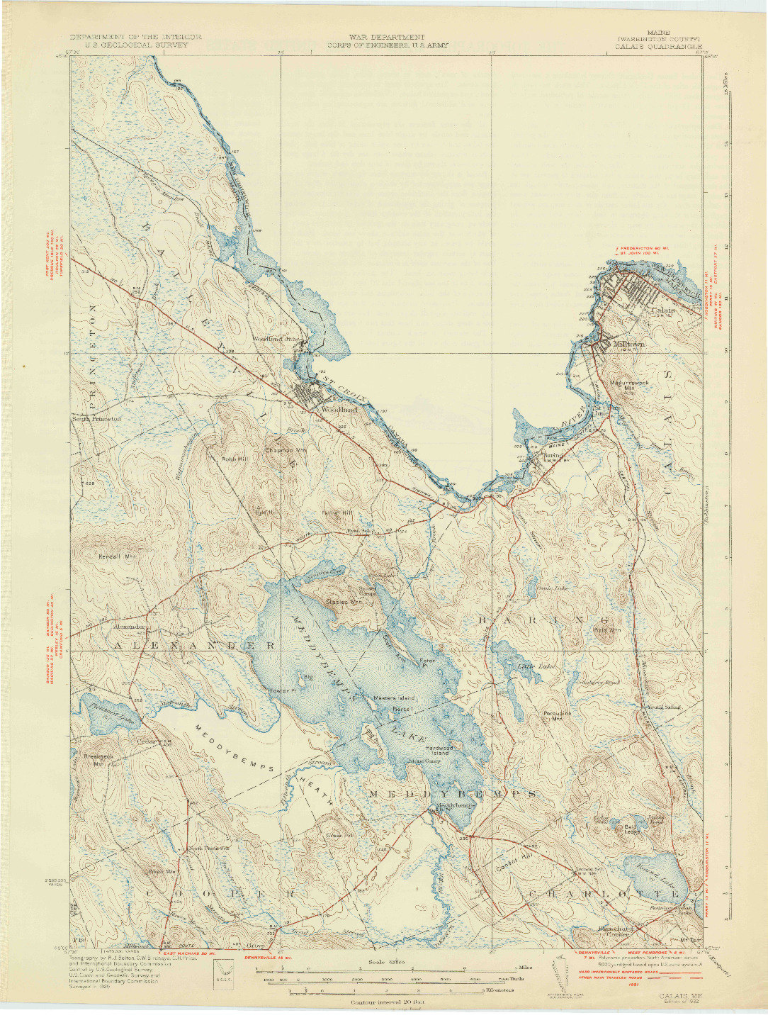 USGS 1:62500-SCALE QUADRANGLE FOR CALAIS, ME 1932