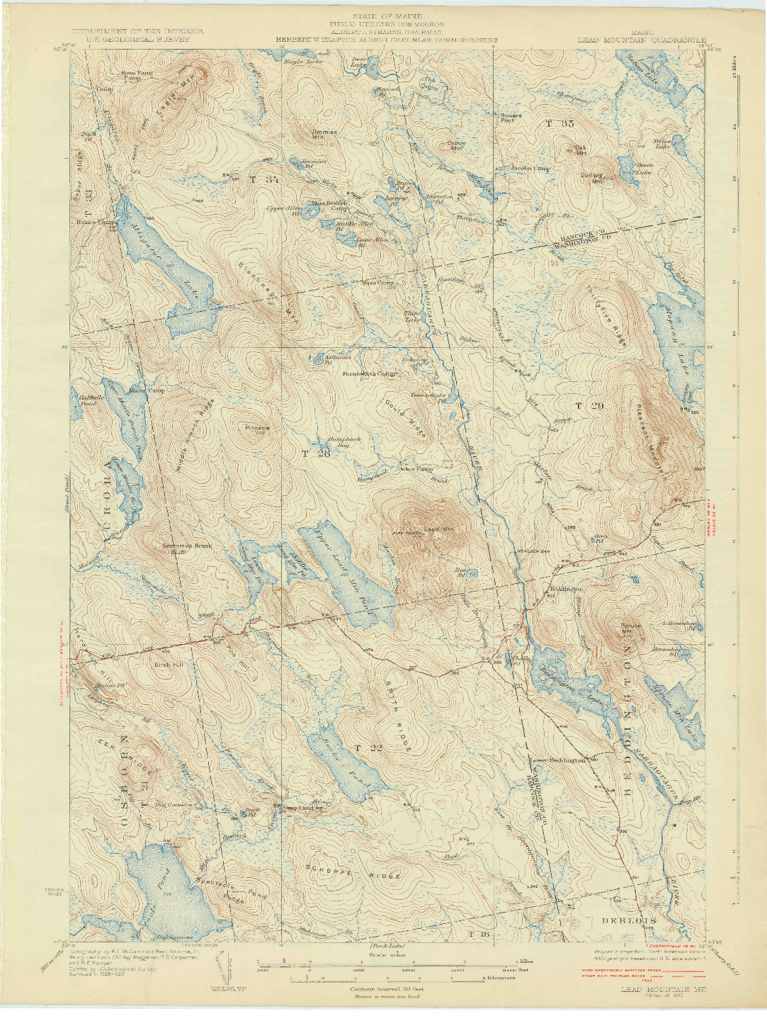 USGS 1:62500-SCALE QUADRANGLE FOR LEAD MTN, ME 1932