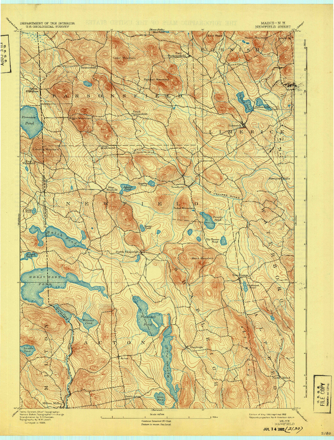 USGS 1:62500-SCALE QUADRANGLE FOR NEWFIELD, ME 1893