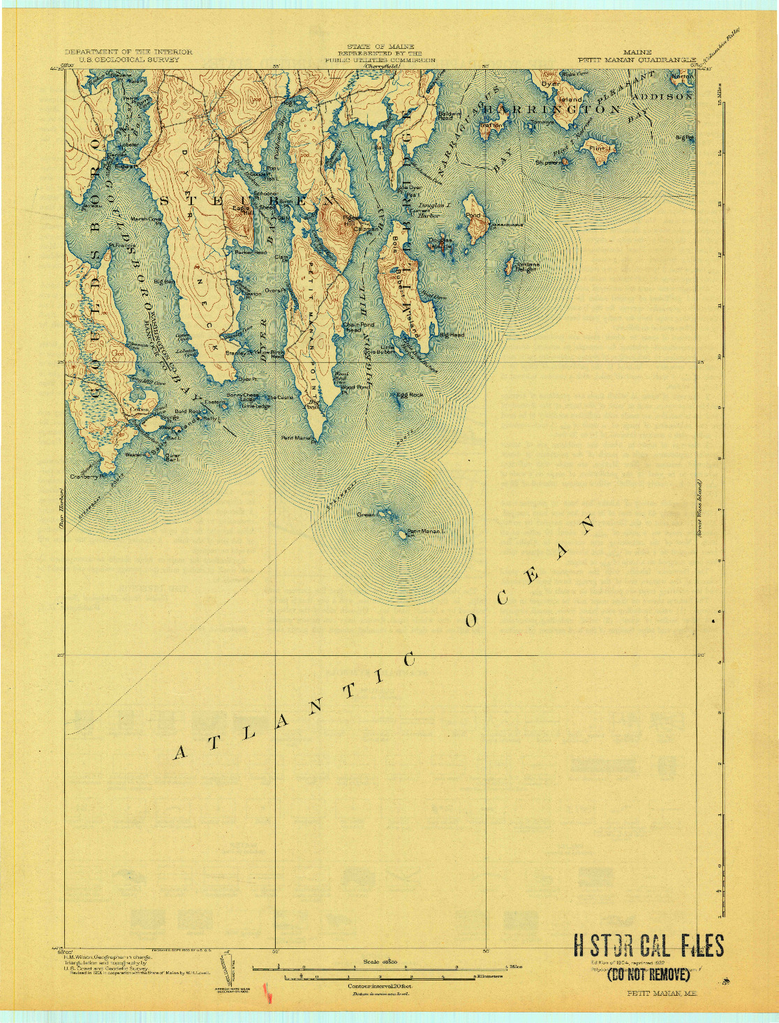 USGS 1:62500-SCALE QUADRANGLE FOR PETIT MANAN, ME 1904