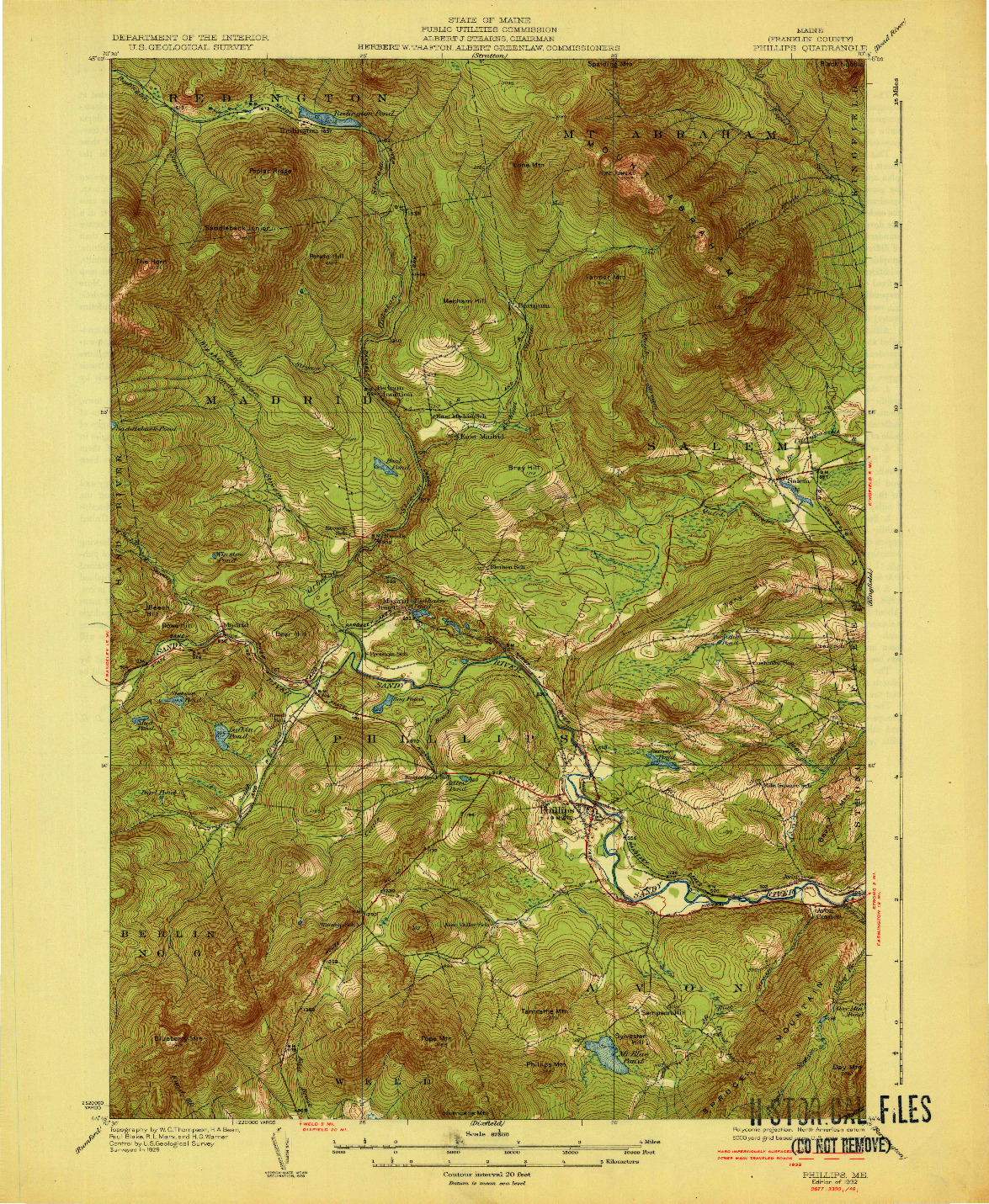 USGS 1:62500-SCALE QUADRANGLE FOR PHILLIPS, ME 1932