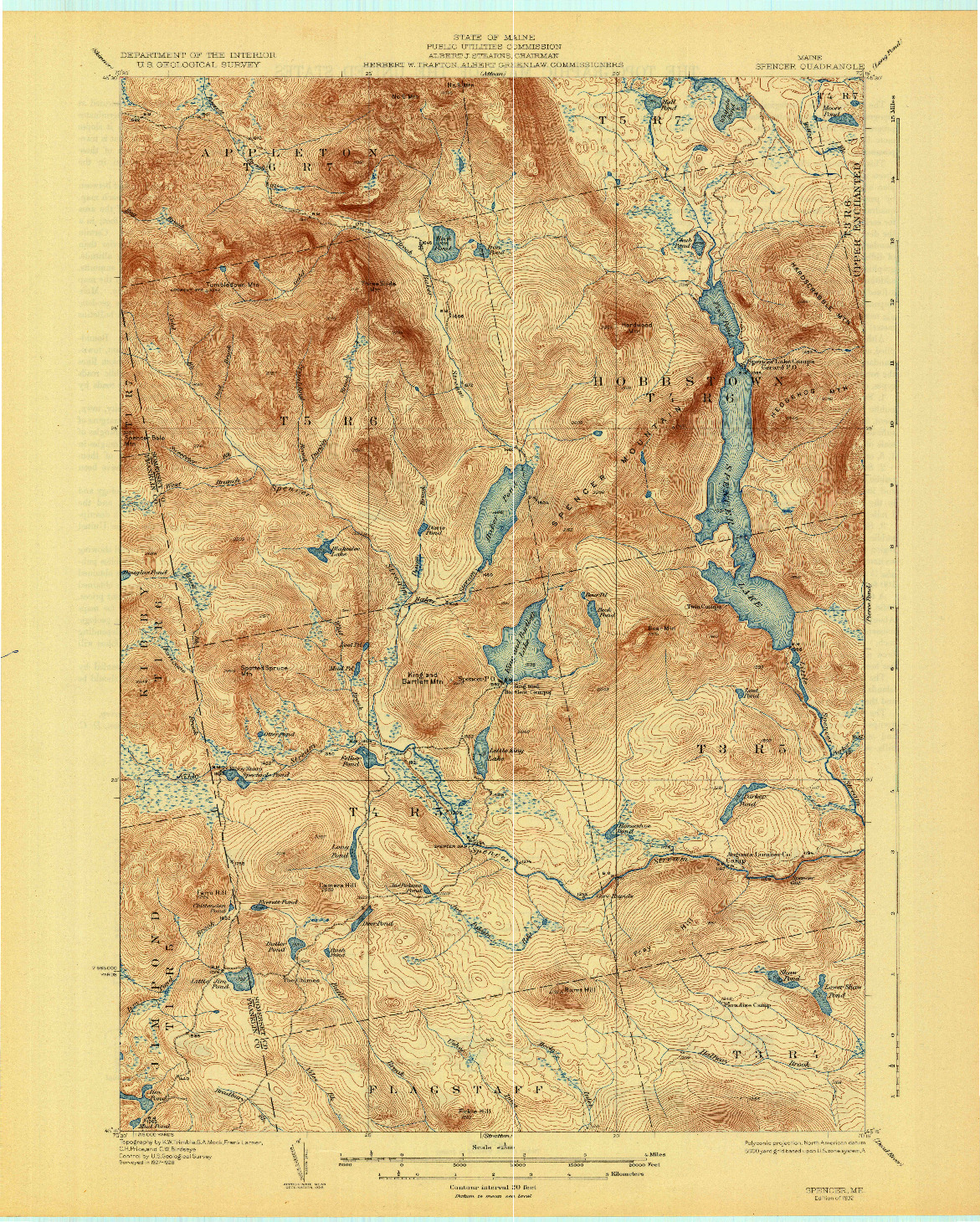 USGS 1:62500-SCALE QUADRANGLE FOR SPENCER, ME 1932