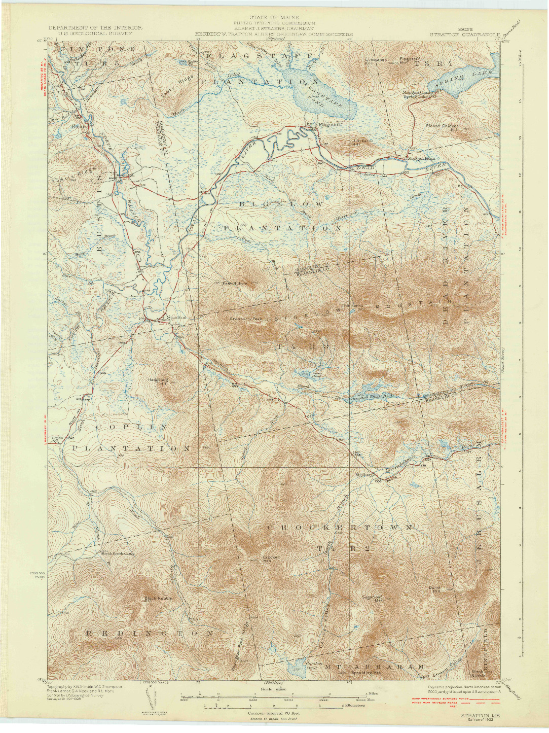 USGS 1:62500-SCALE QUADRANGLE FOR STRATTON, ME 1932