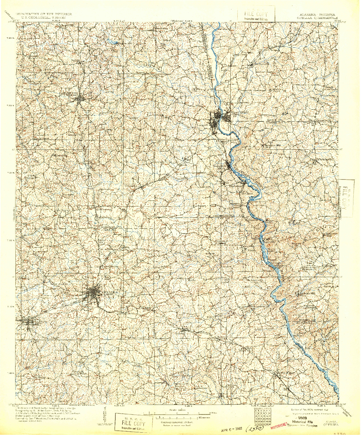 USGS 1:125000-SCALE QUADRANGLE FOR OPELIKA, AL 1909