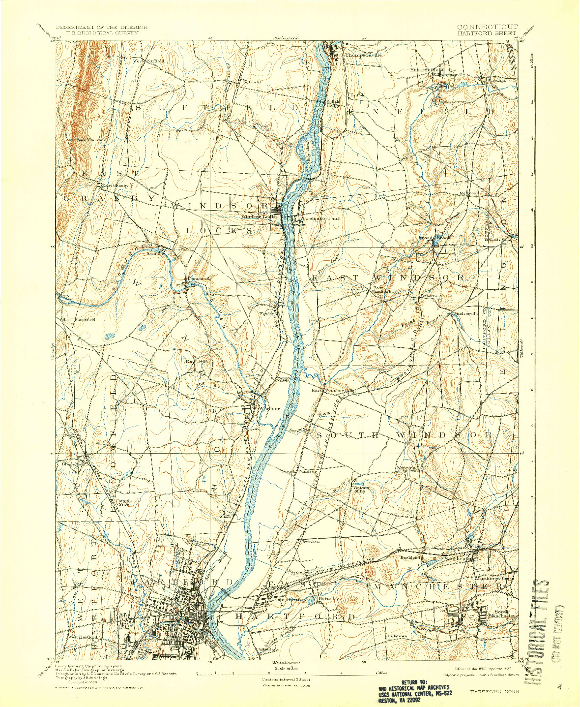 USGS 1:62500-SCALE QUADRANGLE FOR HARTFORD, CT 1892