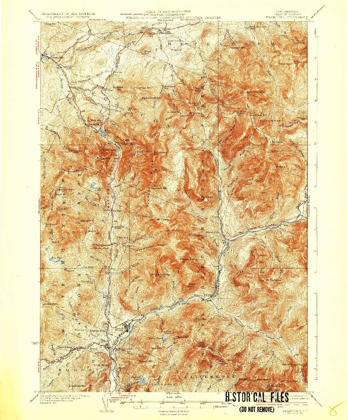 USGS 1:62500-SCALE QUADRANGLE FOR FRANCONIA, NH 1932