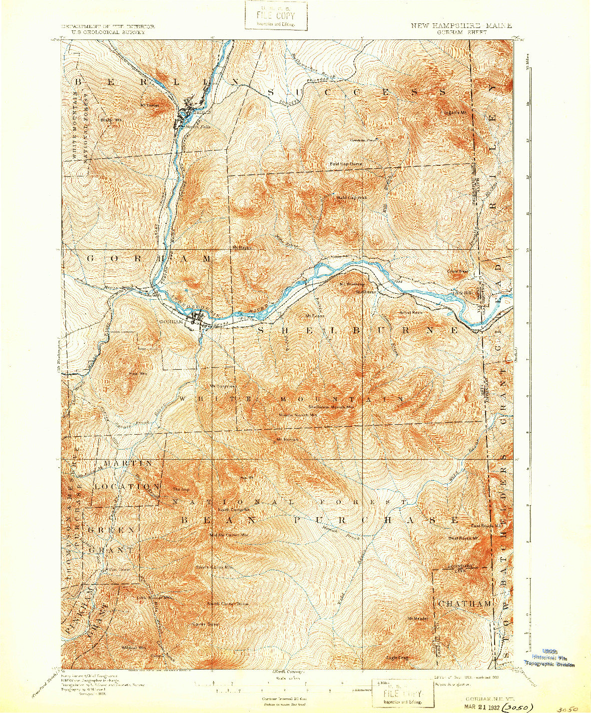 USGS 1:62500-SCALE QUADRANGLE FOR GORHAM, NH 1893