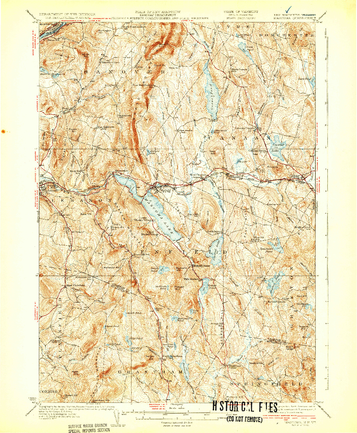 USGS 1:62500-SCALE QUADRANGLE FOR MASCOMA, NH 1932