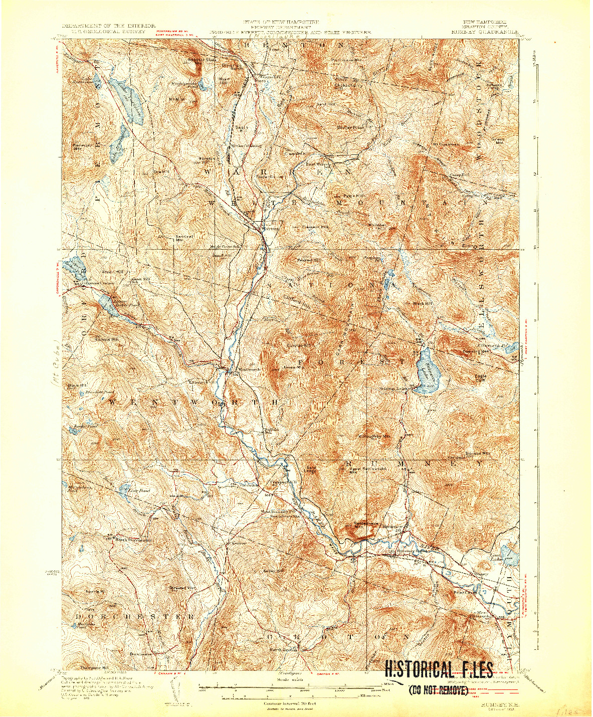 USGS 1:62500-SCALE QUADRANGLE FOR RUMNEY, NH 1932