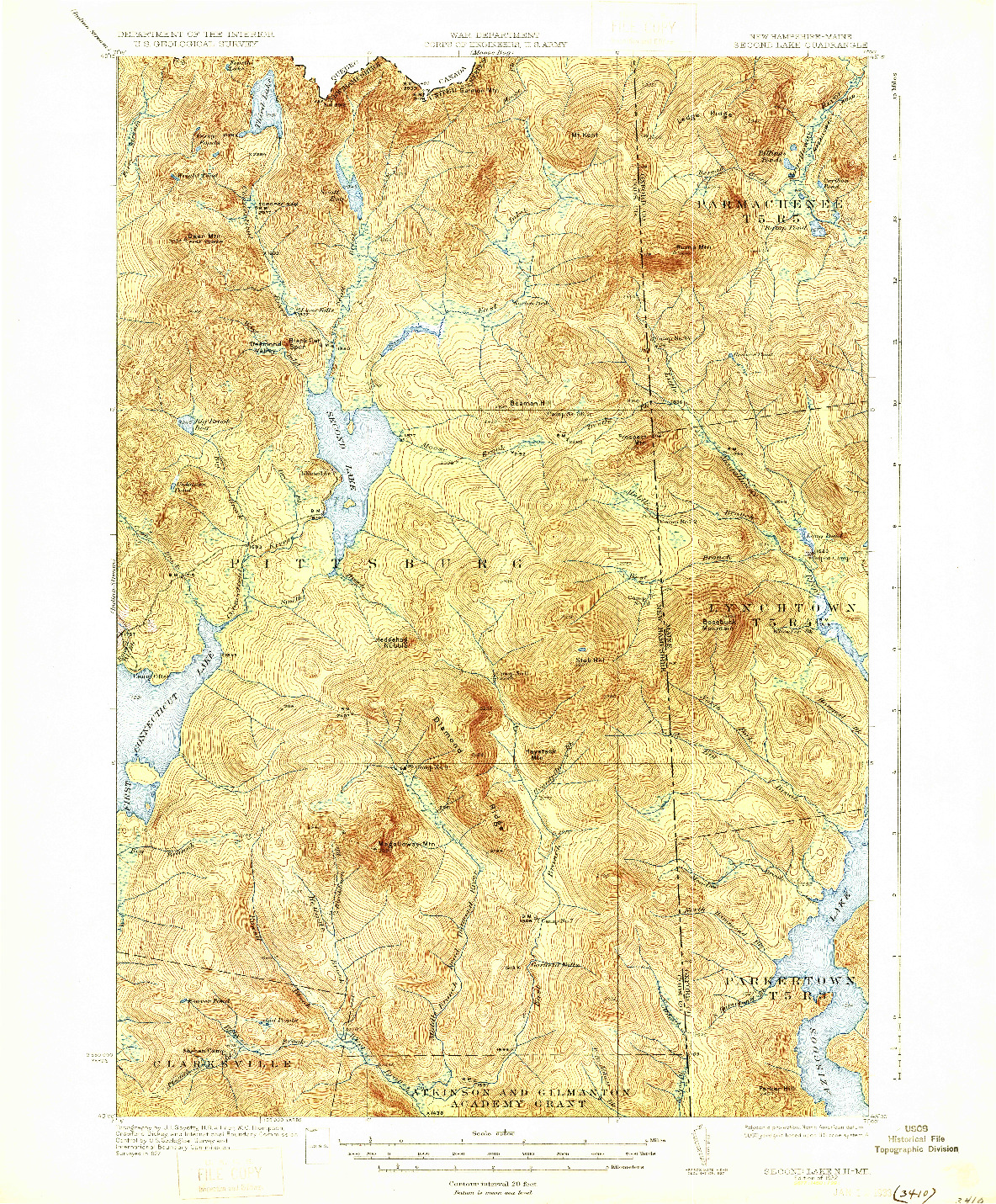 USGS 1:62500-SCALE QUADRANGLE FOR SECOND LAKE, NH 1932