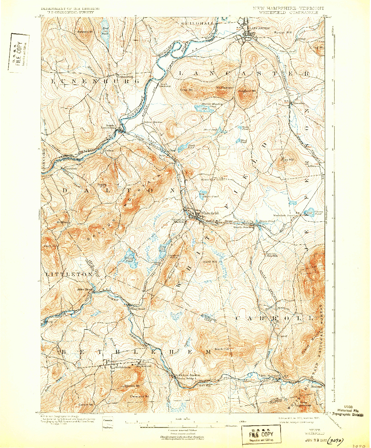 USGS 1:62500-SCALE QUADRANGLE FOR WHITEFIELD, NH 1900