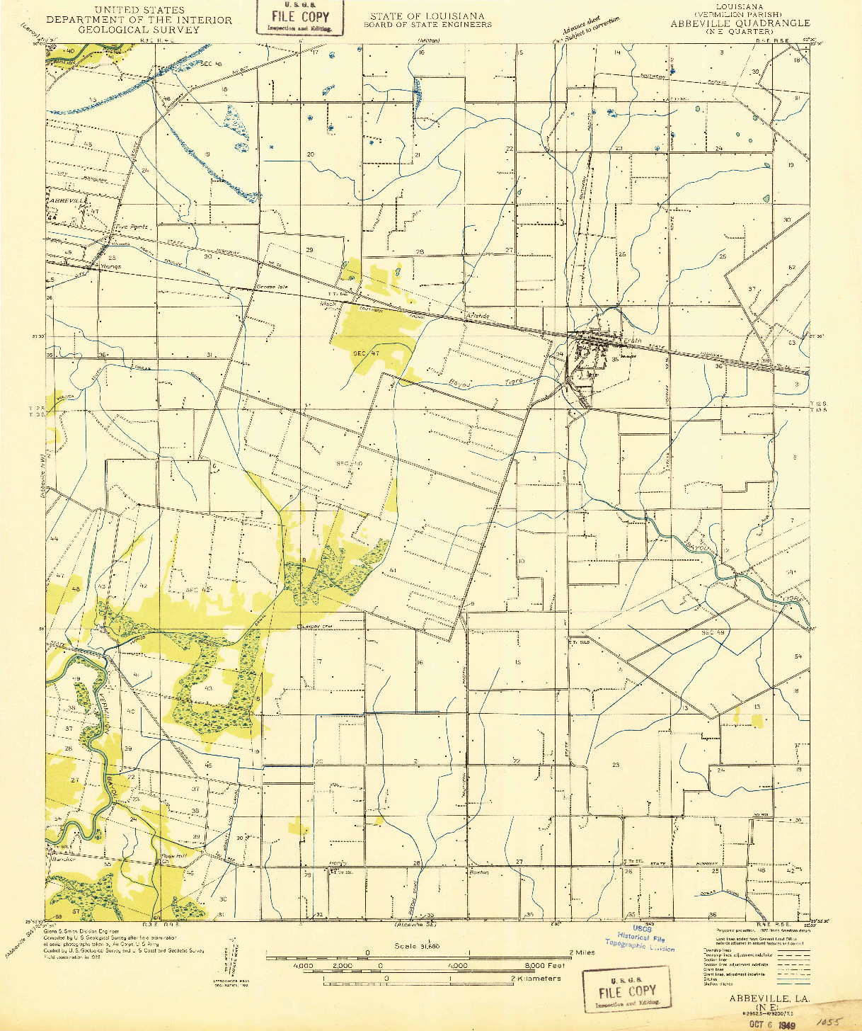 USGS 1:31680-SCALE QUADRANGLE FOR ABBEVILLE NE, LA 1932