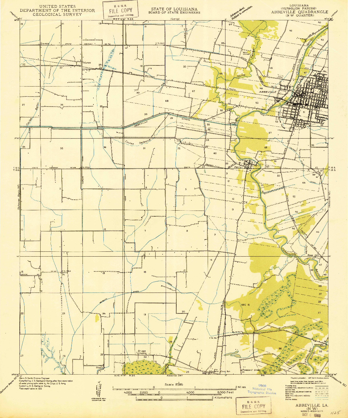 USGS 1:31680-SCALE QUADRANGLE FOR ABBEVILLE NW, LA 1932