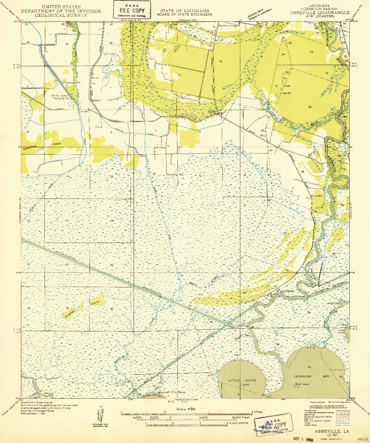 USGS 1:31680-SCALE QUADRANGLE FOR ABBEVILLE SW, LA 1932