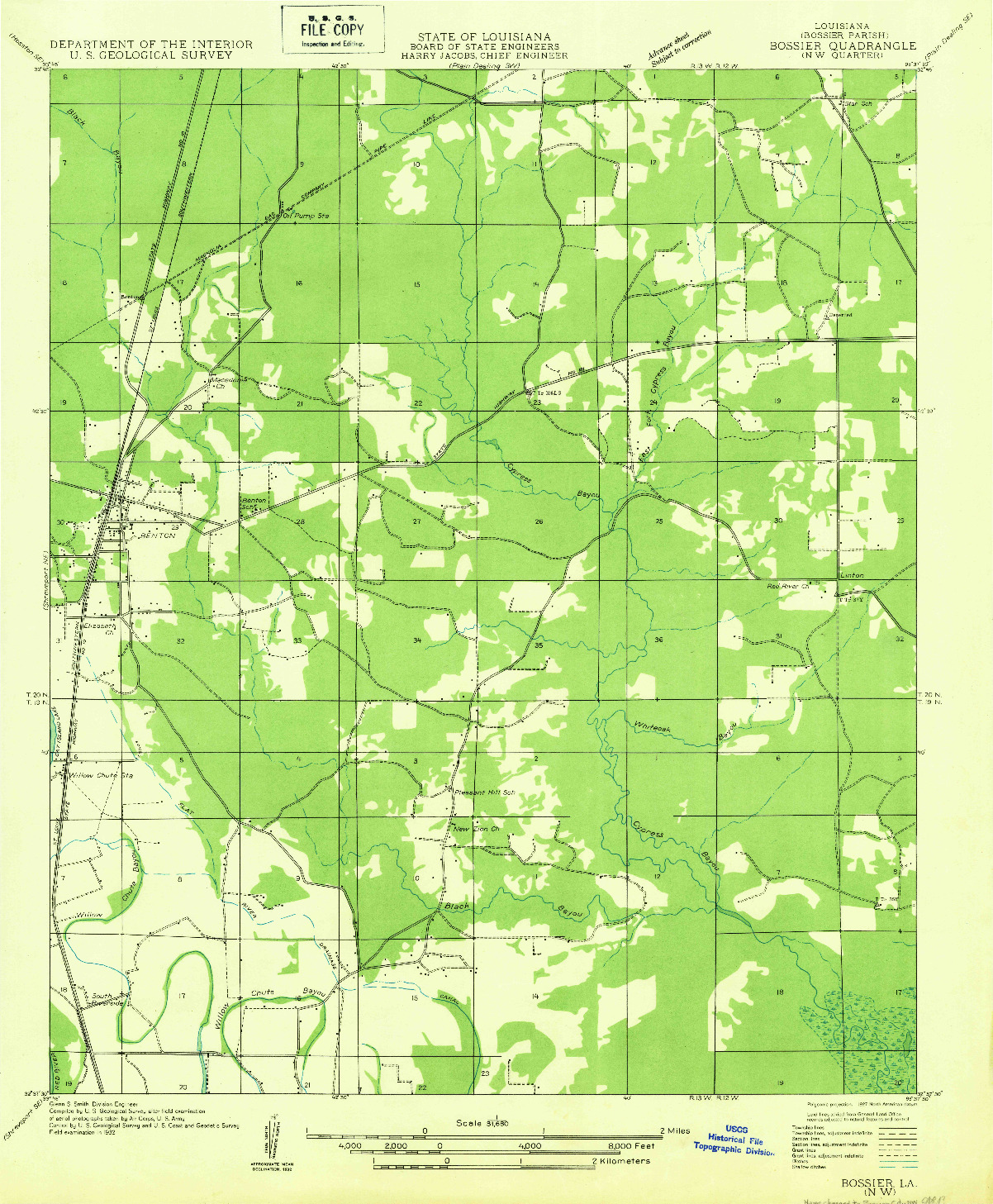 USGS 1:31680-SCALE QUADRANGLE FOR BOSSIER NW, LA 1932