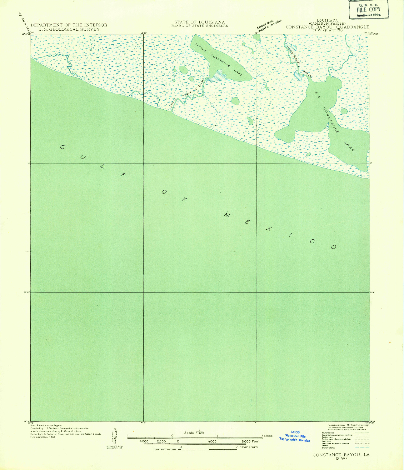 USGS 1:31680-SCALE QUADRANGLE FOR CONSTANCE BAYOU SW, LA 1932