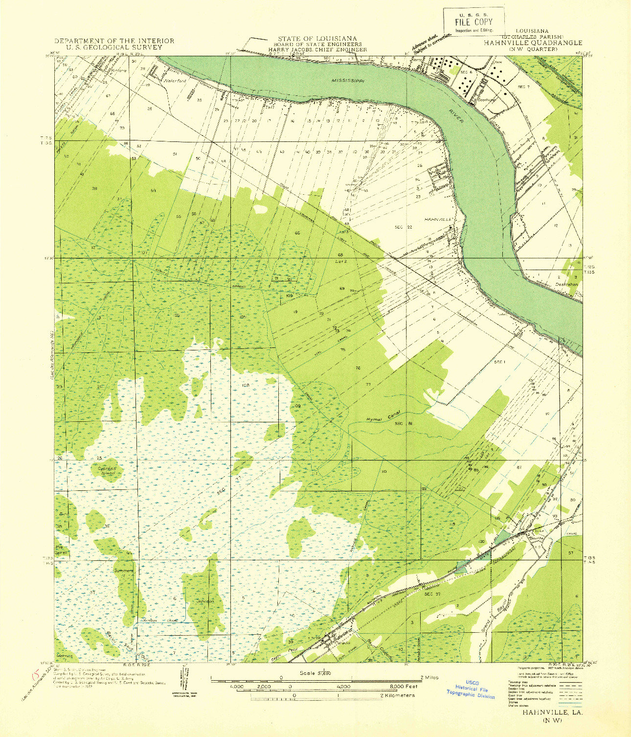 USGS 1:31680-SCALE QUADRANGLE FOR HAHNVILLE NW, LA 1932