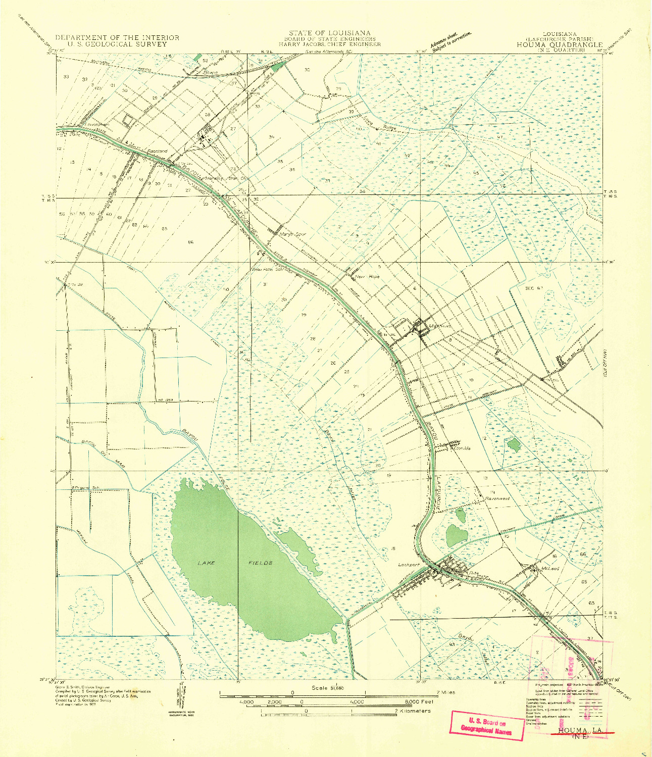 USGS 1:31680-SCALE QUADRANGLE FOR HOUMA NE, LA 1932