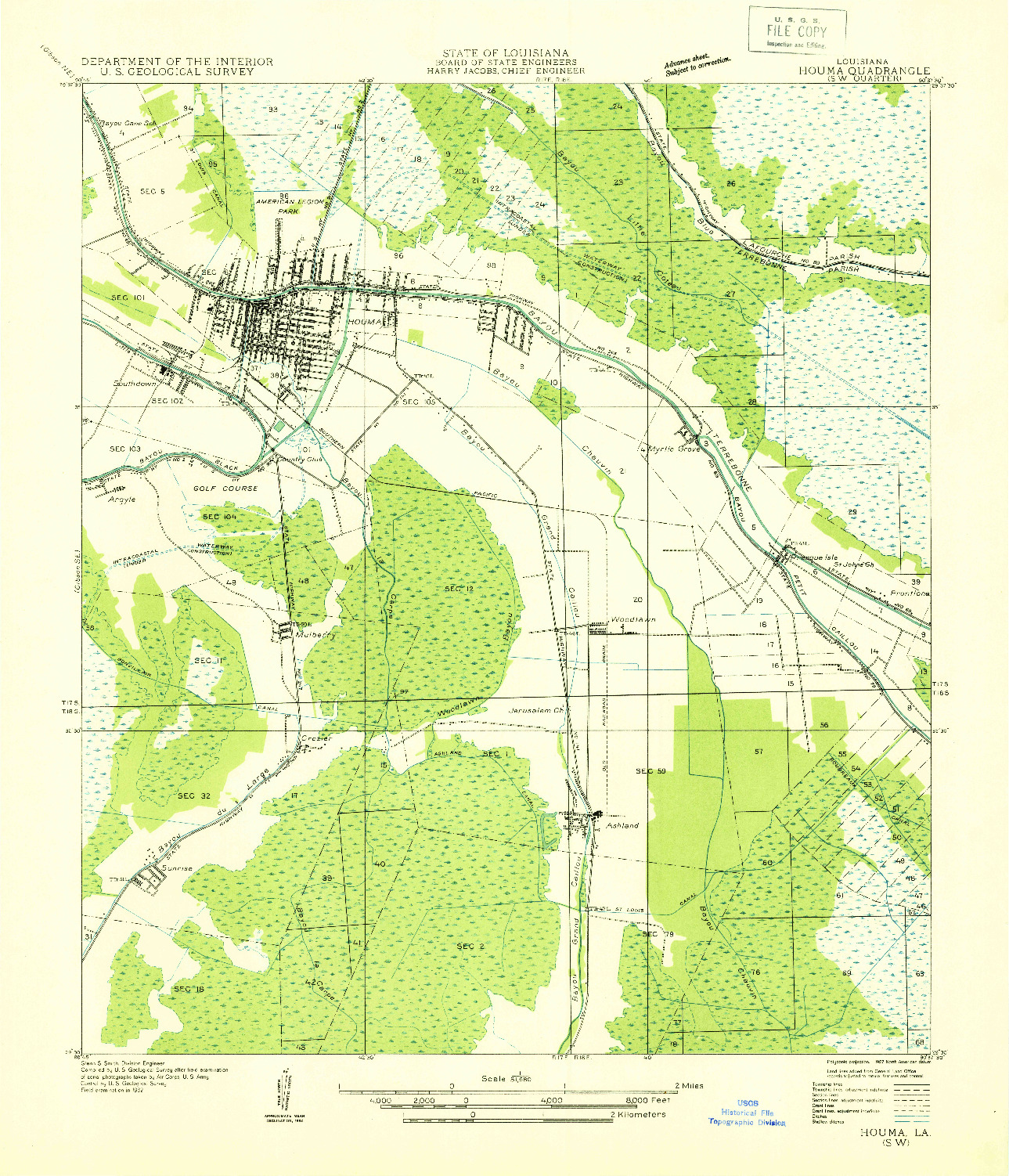 USGS 1:31680-SCALE QUADRANGLE FOR HOUMA SW, LA 1932