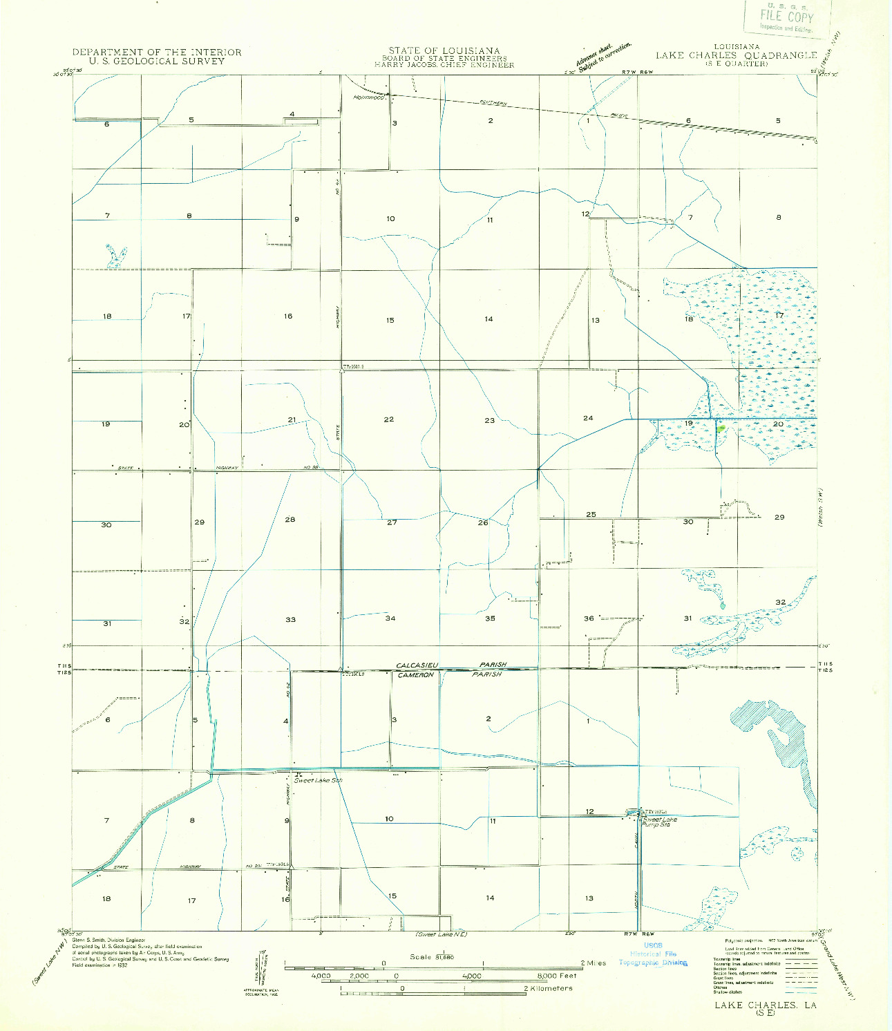 USGS 1:31680-SCALE QUADRANGLE FOR LAKE CHARLES SE, LA 1932