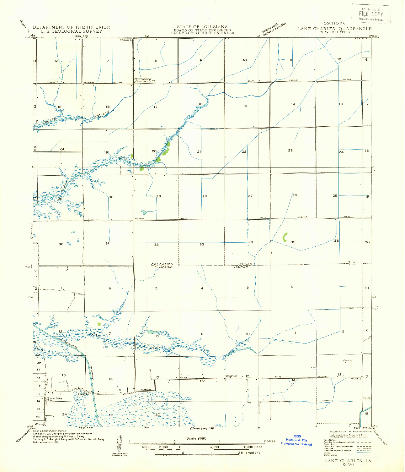 USGS 1:31680-SCALE QUADRANGLE FOR LAKE CHARLES SW, LA 1932