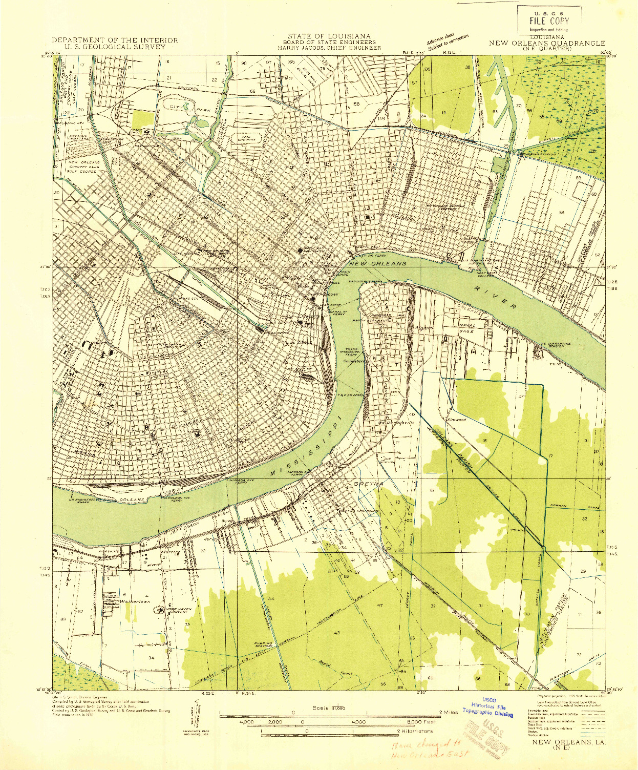 USGS 1:31680-SCALE QUADRANGLE FOR NEW ORLEANS NE, LA 1932