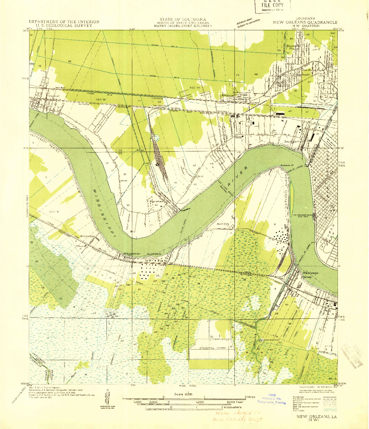 USGS 1:31680-SCALE QUADRANGLE FOR NEW ORLEANS NW, LA 1932