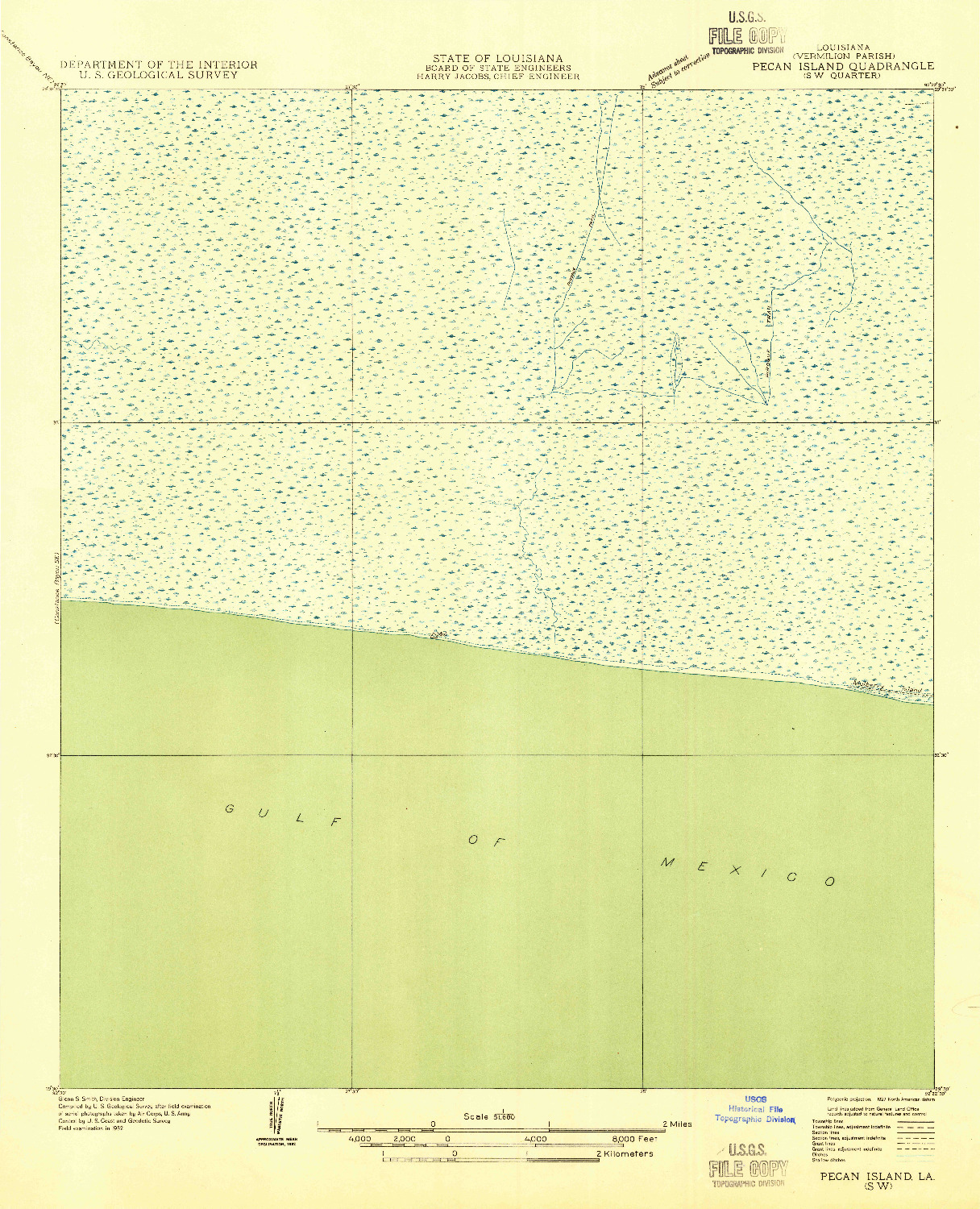 USGS 1:31680-SCALE QUADRANGLE FOR PECAN ISLAND SW, LA 1932