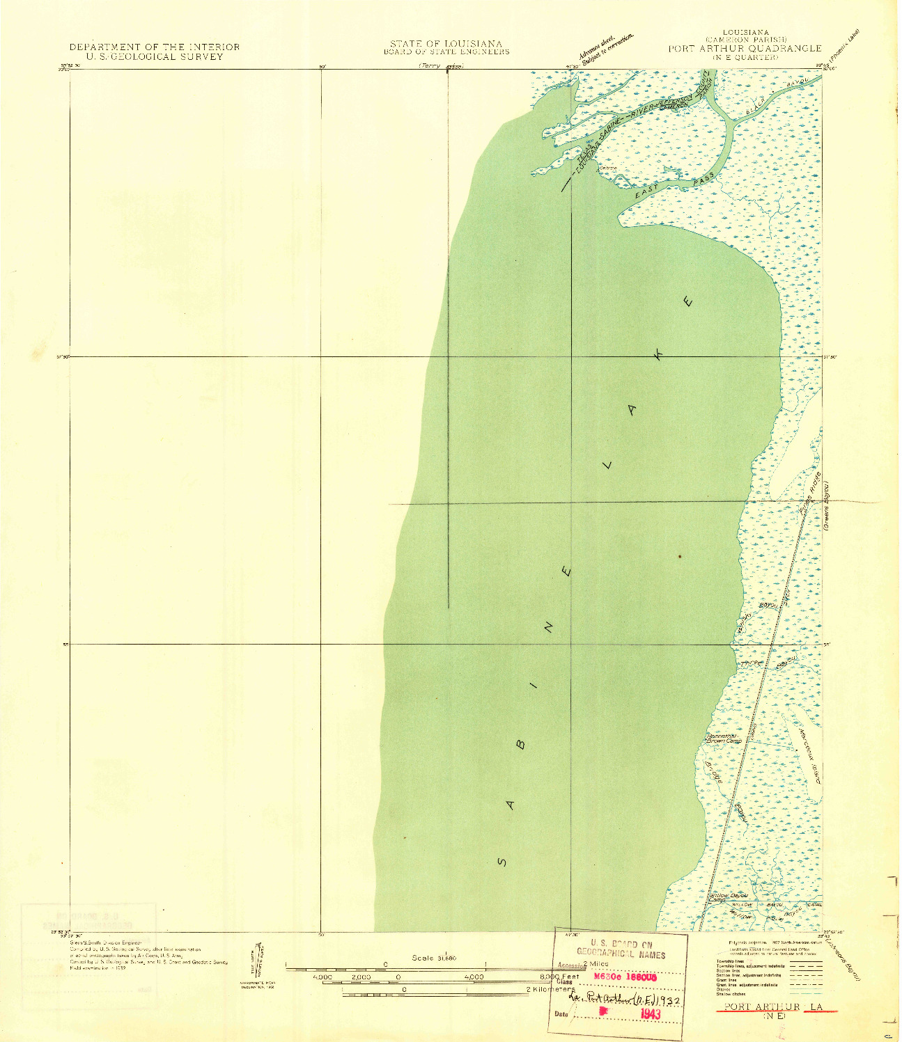 USGS 1:31680-SCALE QUADRANGLE FOR PORT ARTHUR NE, LA 1932