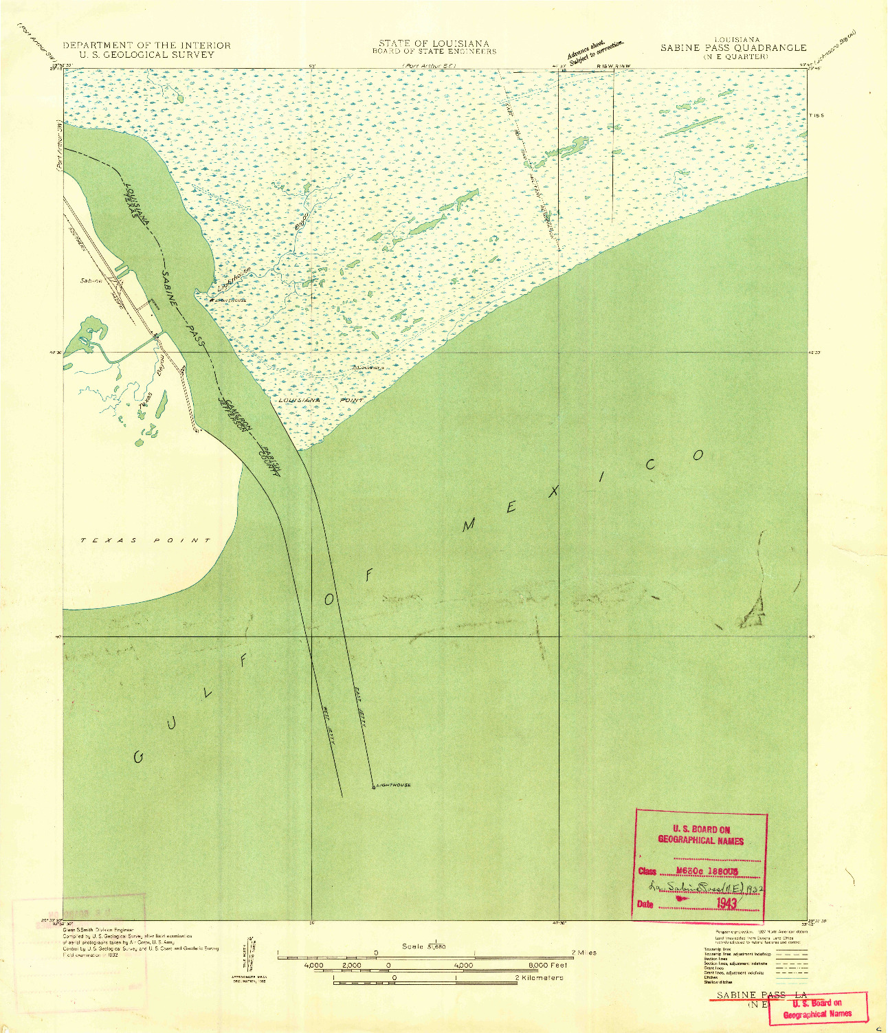USGS 1:31680-SCALE QUADRANGLE FOR SABINE PASS NE, LA 1932