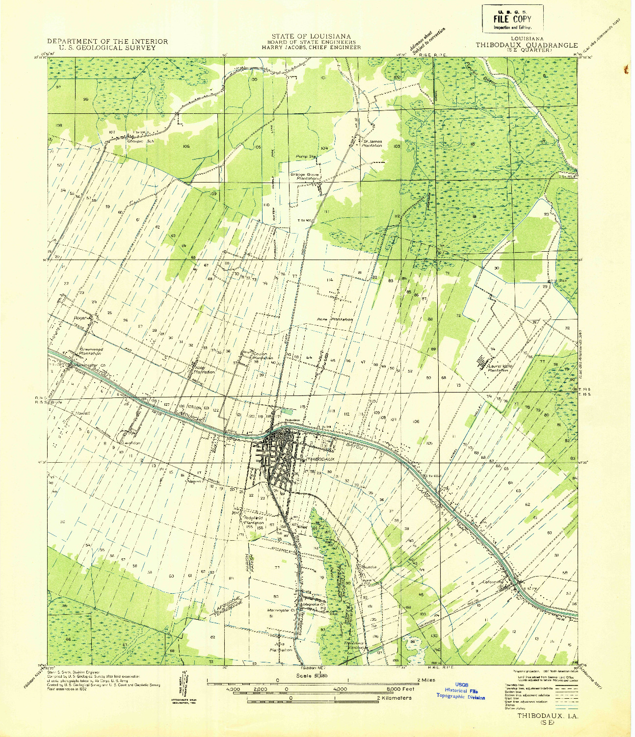 USGS 1:31680-SCALE QUADRANGLE FOR THIBODAUX SE, LA 1932