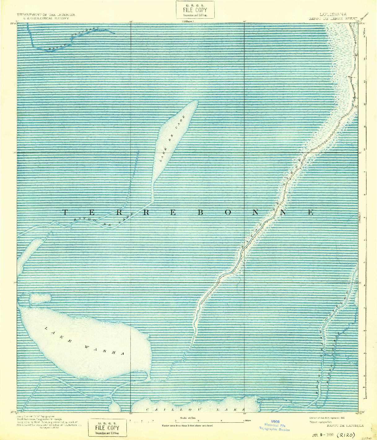 USGS 1:62500-SCALE QUADRANGLE FOR BAYOU DE LARGE, LA 1894