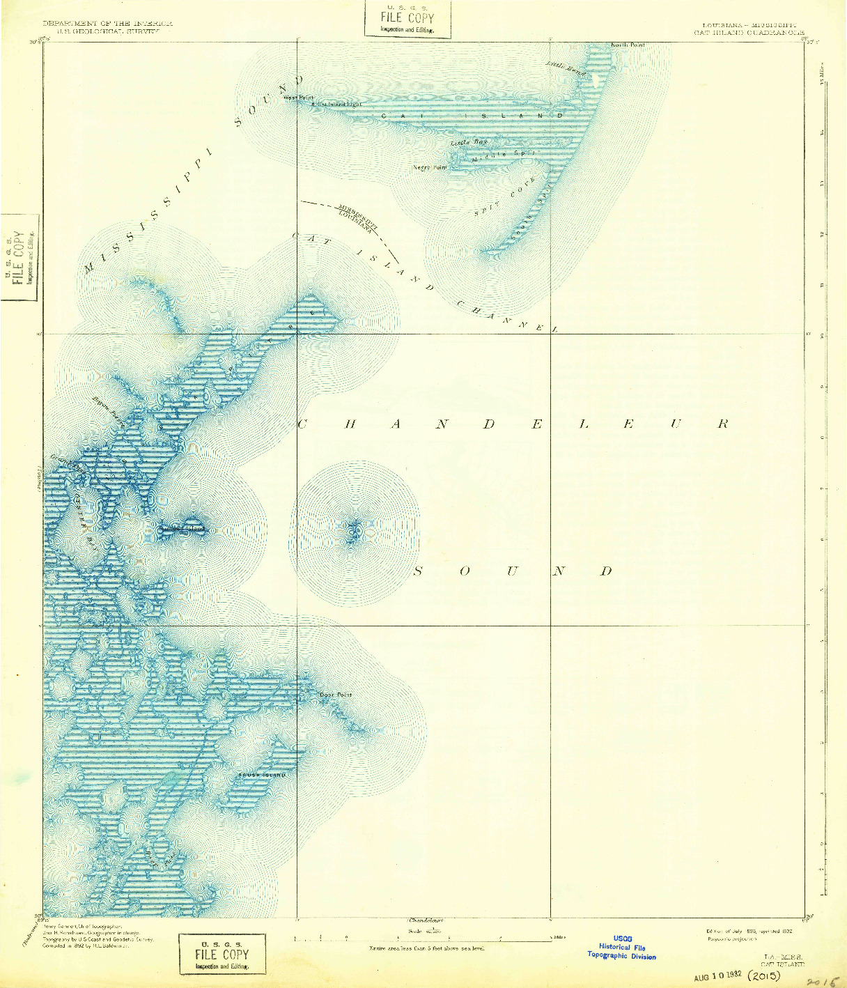 USGS 1:62500-SCALE QUADRANGLE FOR CAT ISLAND, LA 1893