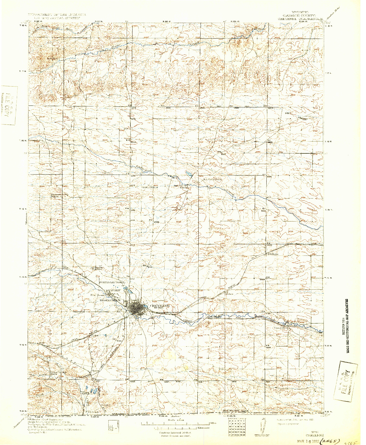 USGS 1:125000-SCALE QUADRANGLE FOR CHEYENNE, WY 1914