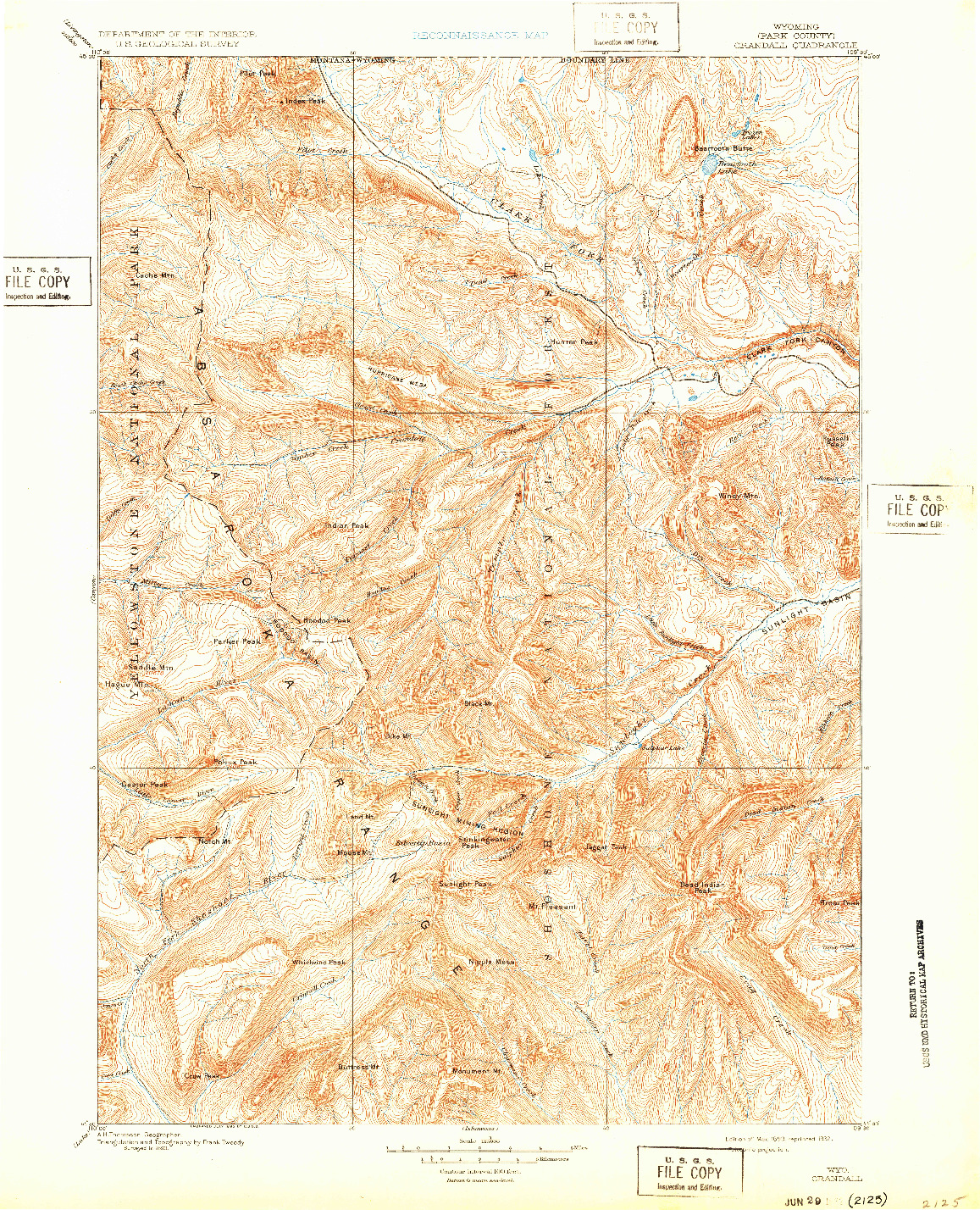 USGS 1:125000-SCALE QUADRANGLE FOR CRANDALL, WY 1899