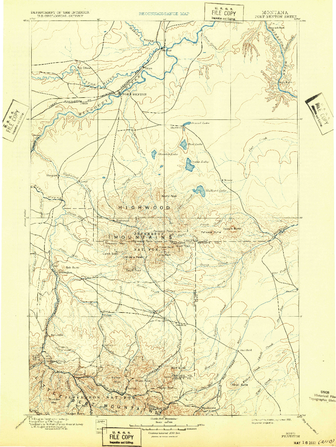 USGS 1:250000-SCALE QUADRANGLE FOR FORT BENTON, MT 1897