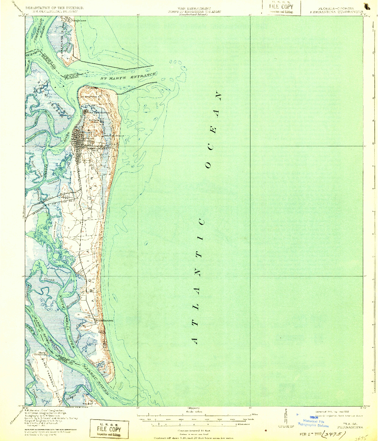 USGS 1:62500-SCALE QUADRANGLE FOR FERNANDINA, FL 1919