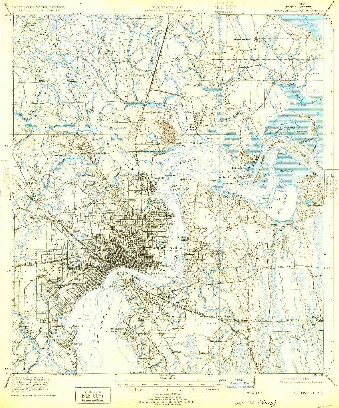 USGS 1:62500-SCALE QUADRANGLE FOR JACKSONVILLE, FL 1918