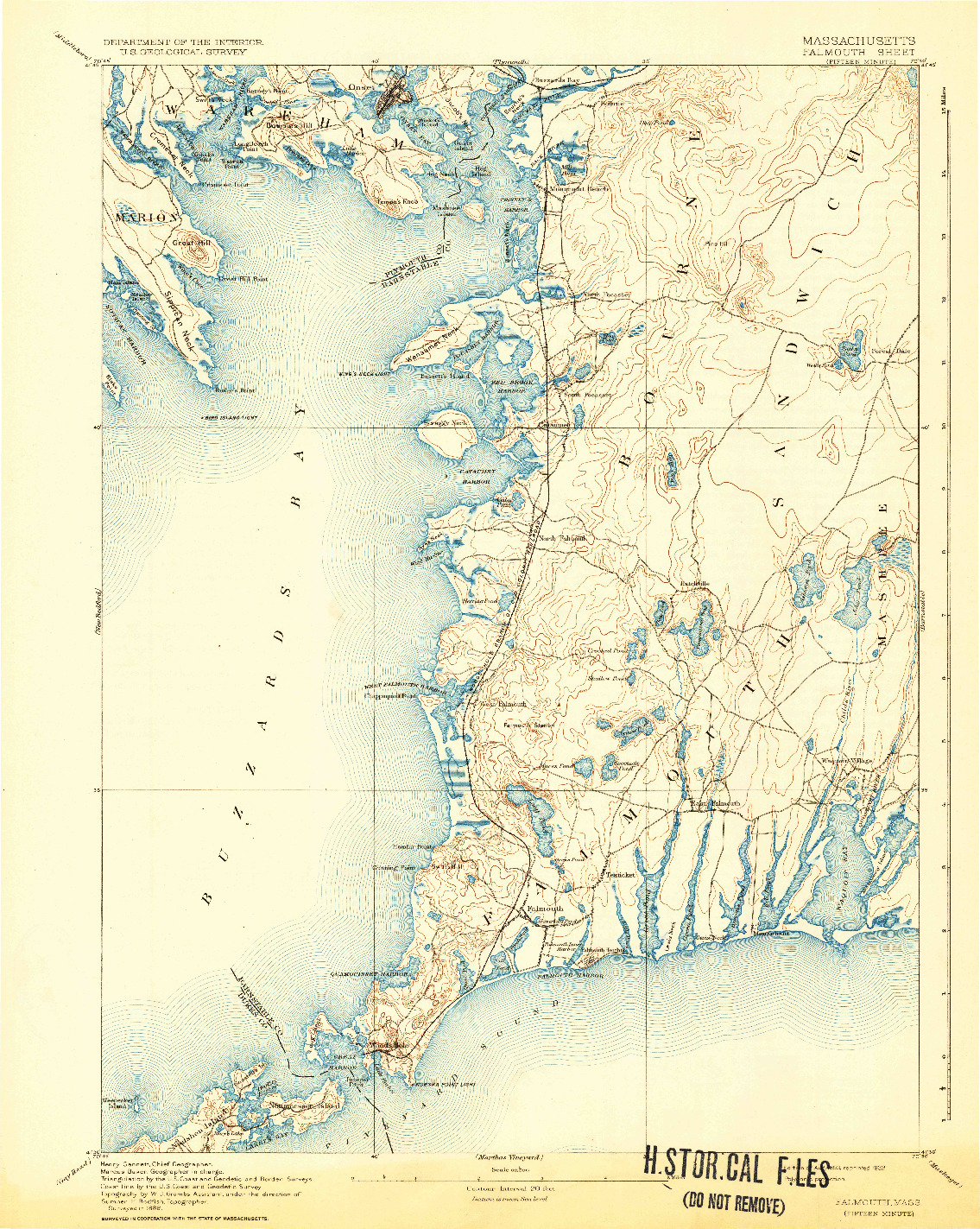 USGS 1:62500-SCALE QUADRANGLE FOR FALMOUTH, MA 1893