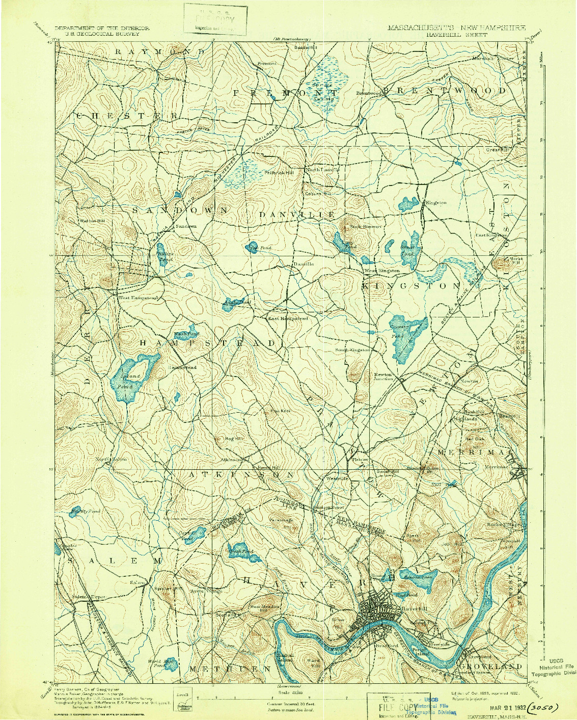 USGS 1:62500-SCALE QUADRANGLE FOR HAVERHILL, MA 1893