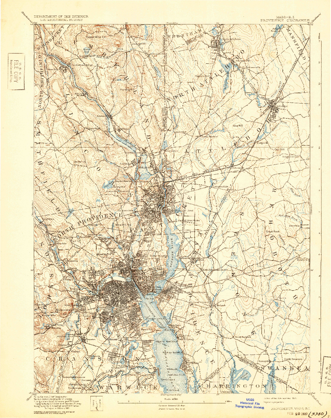 USGS 1:62500-SCALE QUADRANGLE FOR PROVIDENCE, MA 1894