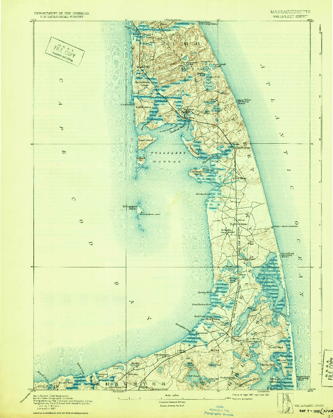 USGS 1:62500-SCALE QUADRANGLE FOR WELLFLEET, MA 1893