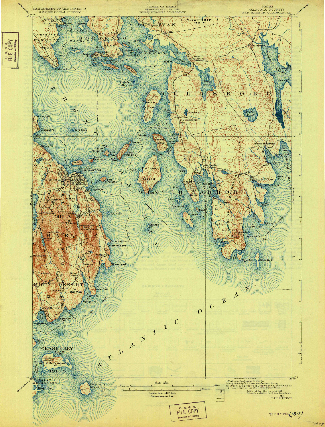 USGS 1:62500-SCALE QUADRANGLE FOR BAR HARBOR, ME 1904