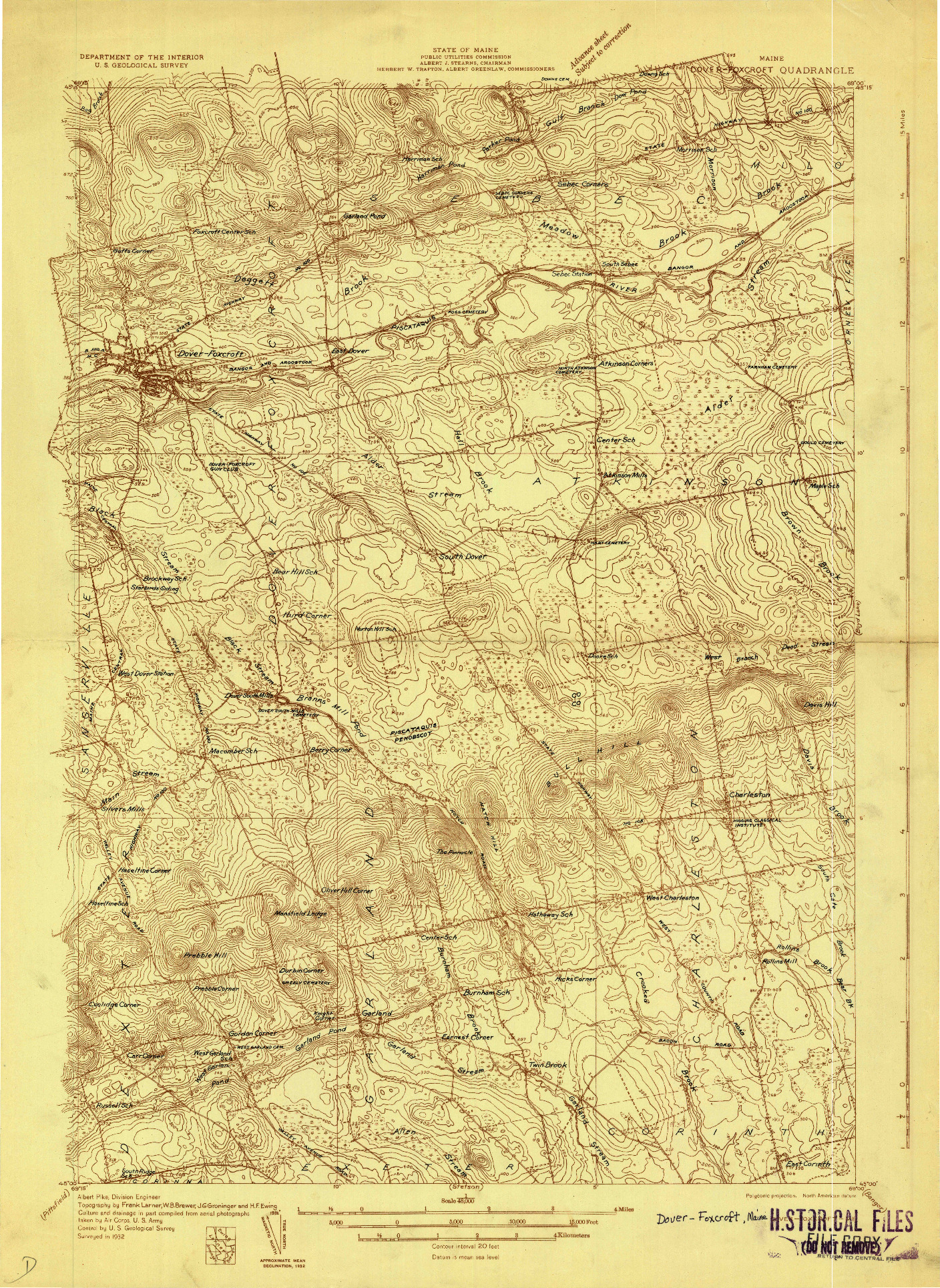 USGS 1:48000-SCALE QUADRANGLE FOR DOVER-FOXCROFT, ME 1932