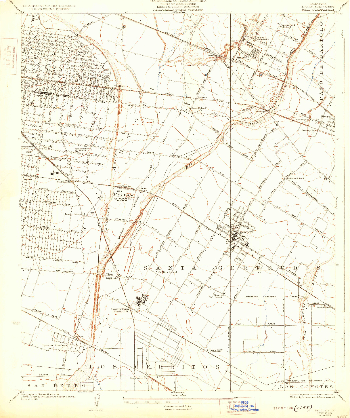 USGS 1:24000-SCALE QUADRANGLE FOR BELL, CA 1925